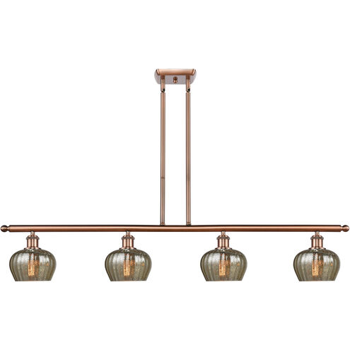 Ballston Fenton 4 Light 48 inch Antique Copper Island Light Ceiling Light in Mercury Glass, Ballston