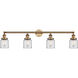 Franklin Restoration Small Bell LED 42 inch Brushed Brass Bath Vanity Light Wall Light in Clear Glass, Franklin Restoration