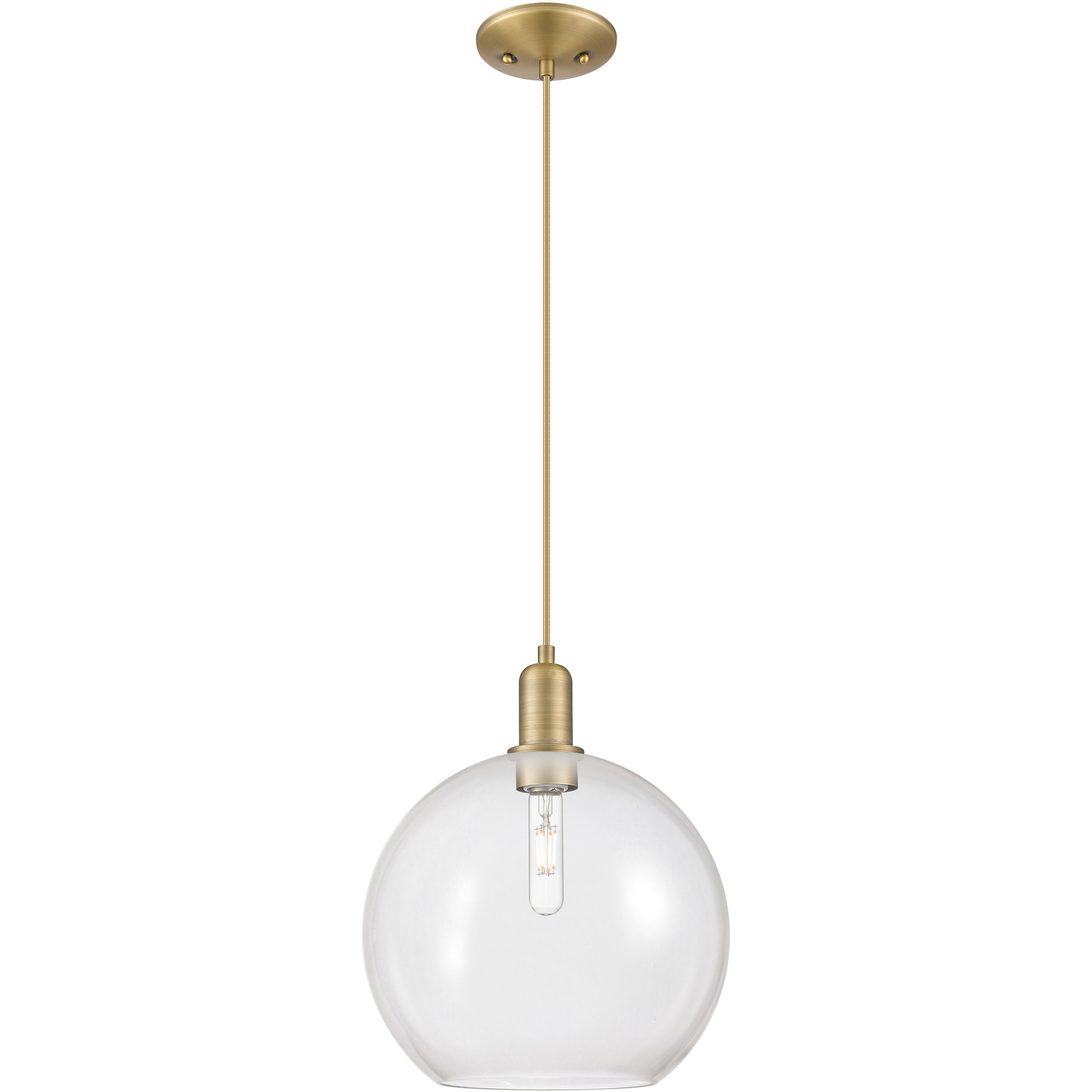Arcadia Athens 1 Light 11.75 inch Brushed Brass Mini Pendant Ceiling Light in Clear