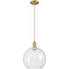 Arcadia Athens 1 Light 11.75 inch Brushed Brass Mini Pendant Ceiling Light in Clear