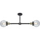 Franklin Restoration Beacon 2 Light 23 inch Black Antique Brass Chandelier Ceiling Light in Seedy Glass, Franklin Restoration