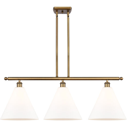 Ballston Ballston Cone LED 38.5 inch Brushed Brass Island Light Ceiling Light in Matte White Glass