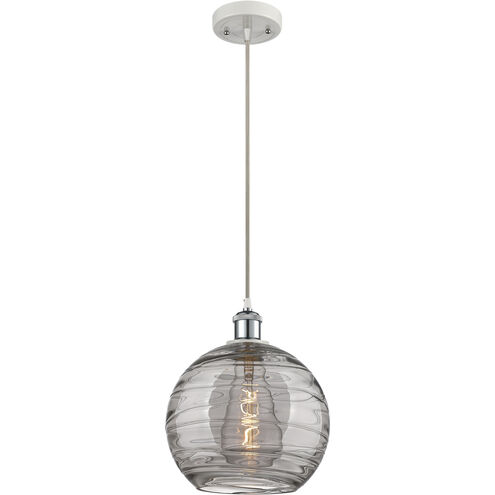 Ballston Athens Deco Swirl 1 Light 10 inch White Polished Chrome Cord Hung Mini Pendant Ceiling Light