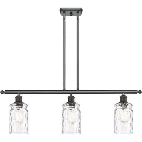 Ballston Candor 3 Light 36 inch Matte Black Island Light Ceiling Light in Clear Waterglass, Ballston