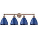 Plymouth Dome 4 Light 34.5 inch Antique Copper Bath Vanity Light Wall Light in Blue