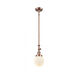 Franklin Restoration Beacon LED 6 inch Antique Copper Mini Pendant Ceiling Light in Matte White Glass, Franklin Restoration