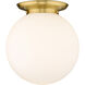 Beacon 1 Light 15.75 inch Satin Gold Flush Mount Ceiling Light