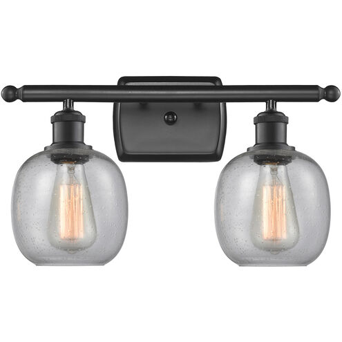 Ballston Belfast 2 Light 16 inch Matte Black Bath Vanity Light Wall Light in Seedy Glass, Ballston