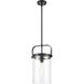 Pilaster 1 Light 9.38 inch Matte Black Pendant Ceiling Light in Clear Glass