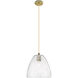 Crown Point 1 Light 9 inch Brushed Brass Pendant Ceiling Light in Seedy Glass