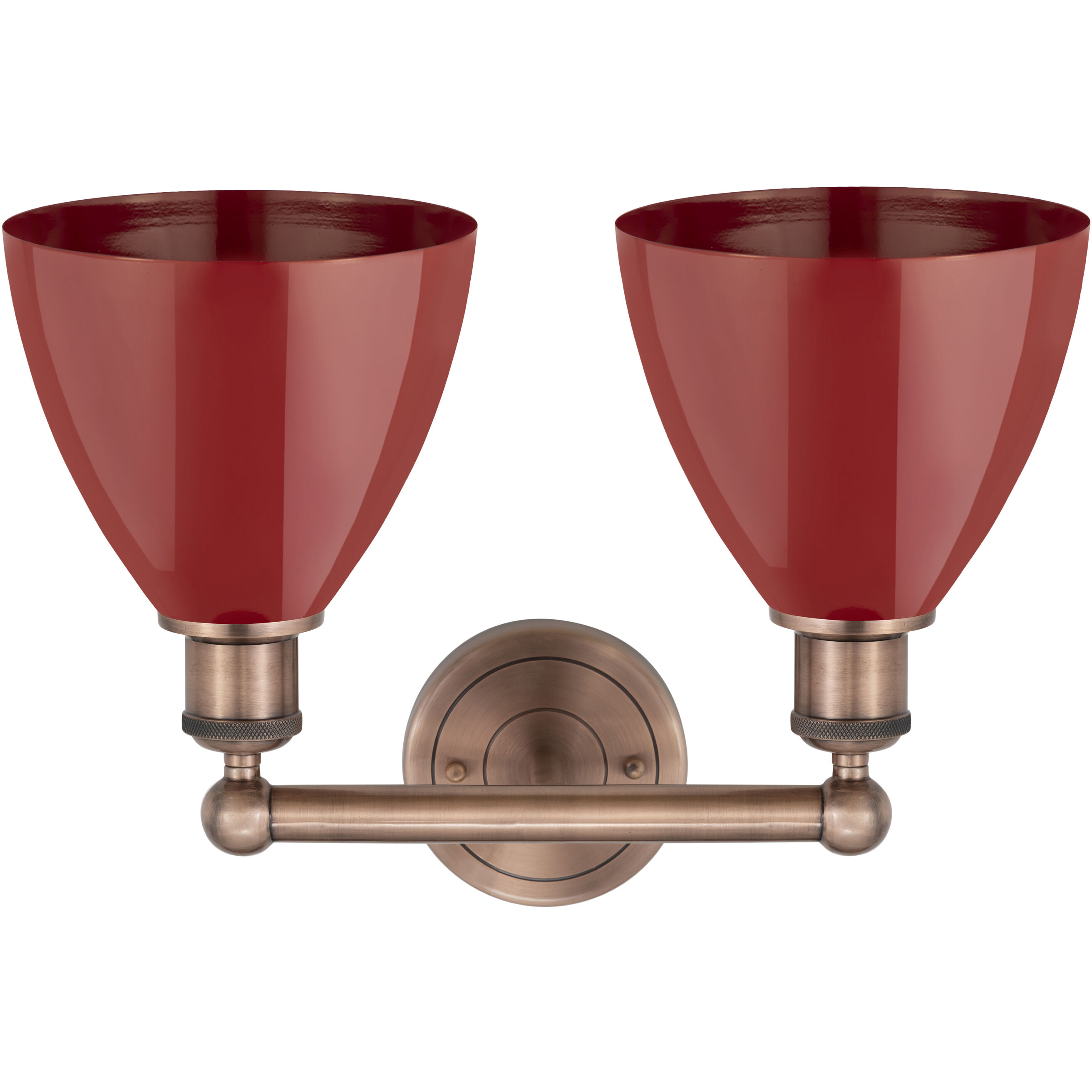 Plymouth Dome 2 Light 16.5 inch Antique Copper Bath Vanity Light Wall Light in Red, Cone