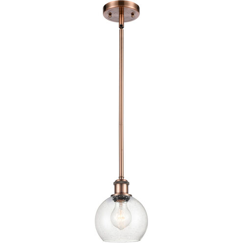 Ballston Athens LED 6 inch Antique Copper Mini Pendant Ceiling Light in Seedy Glass