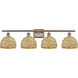 Woven Rattan 4 Light 38 inch Antique Copper Bath Vanity Light Wall Light