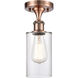 Ballston Clymer 1 Light 4 inch Antique Copper Semi-Flush Mount Ceiling Light in Clear Glass, Ballston