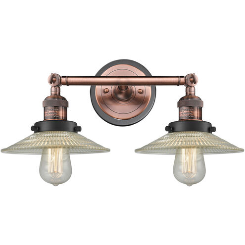 Franklin Restoration Halophane 2 Light 18 inch Antique Copper Bath Vanity Light Wall Light