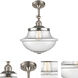 Franklin Restoration Large Oxford 1 Light 12 inch Brushed Satin Nickel Semi-Flush Mount Ceiling Light in Seedy Glass, Franklin Restoration
