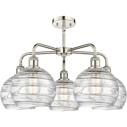 Athens Deco Swirl 5 Light 26 inch Polished Nickel and Clear Deco Swirl Chandelier Ceiling Light