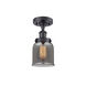 Ballston Small Bell LED 5 inch Matte Black Semi-Flush Mount Ceiling Light in Plated Smoke Glass, Ballston