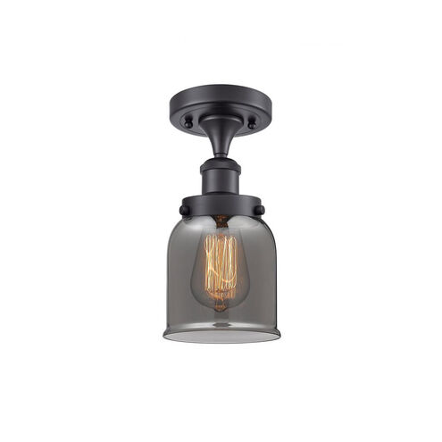 Ballston Small Bell LED 5 inch Matte Black Semi-Flush Mount Ceiling Light in Plated Smoke Glass, Ballston