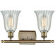 Ballston Hanover 2 Light 16 inch Antique Brass Bath Vanity Light Wall Light in Mouchette Glass, Ballston