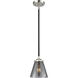Nouveau Cone LED 6.25 inch Black Polished Nickel Mini Pendant Ceiling Light in Plated Smoke Glass, Nouveau