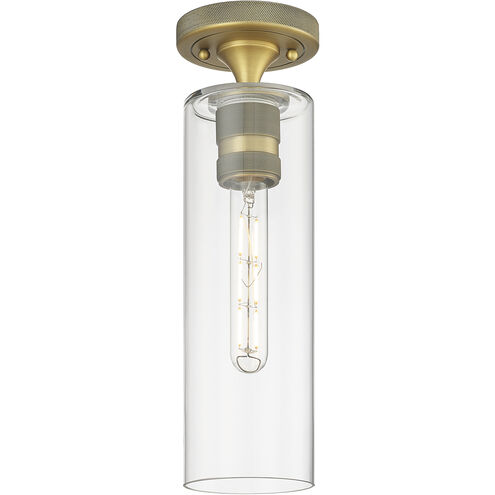 Downtown Urban Crown Point 1 Light 3.88 inch Brushed Brass Flush Mount Ceiling Light in Clear