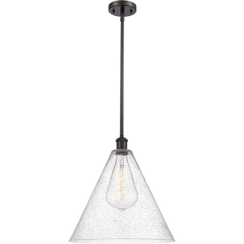 Ballston Cone 1 Light 16 inch Oil Rubbed Bronze Pendant Ceiling Light in Seedy Glass