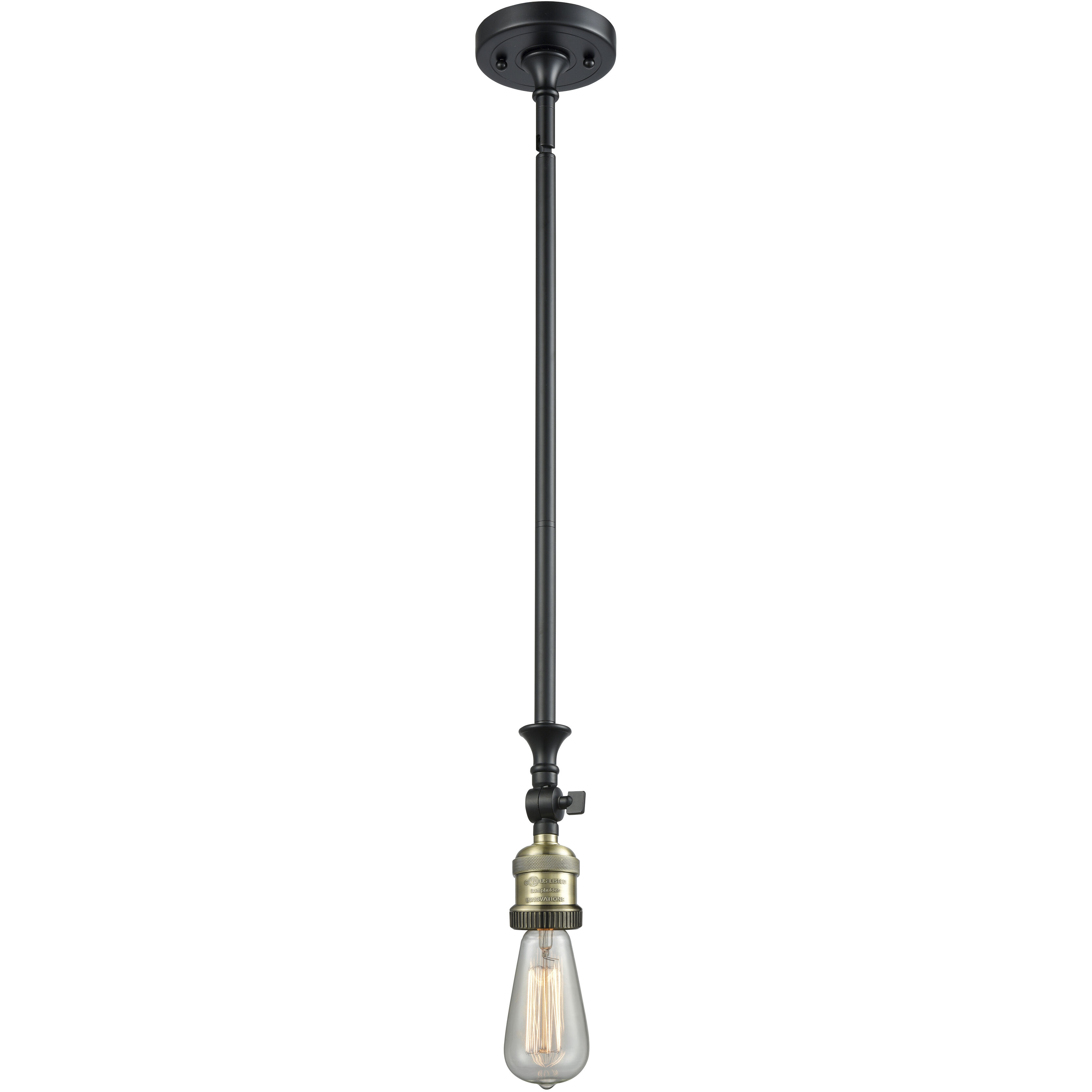 Franklin Restoration Bare Bulb 1 Light 4 inch Black Antique Brass Mini Pendant Ceiling Light in Incandescent, Franklin Restoration