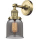 Franklin Restoration Small Bell LED 5 inch Antique Brass Semi-Flush Mount Ceiling Light in Plated Smoke Glass, Franklin Restoration