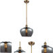 Ballston Large Fenton 1 Light 11 inch Brushed Brass Pendant Ceiling Light in Light Smoke Glass, Ballston