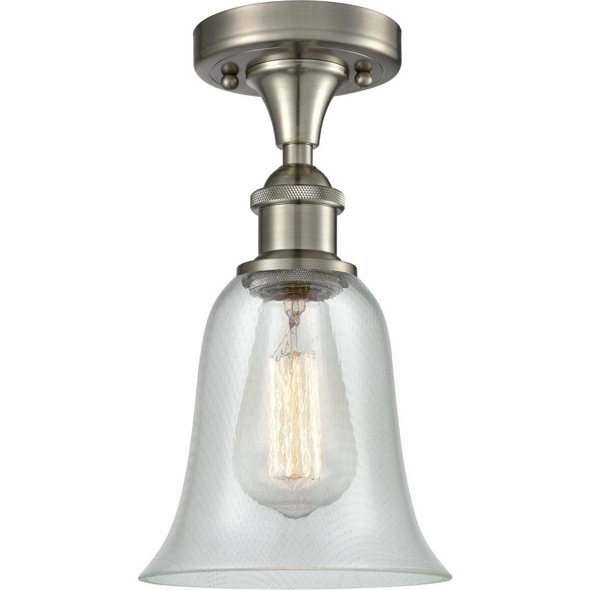 Ballston Hanover 1 Light 6.25 inch Brushed Satin Nickel Flush Mount Ceiling Light in Fishnet Glass, Ballston