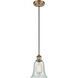 Ballston Hanover LED 6.25 inch Brushed Brass Mini Pendant Ceiling Light in Fishnet Glass, Black Textured, Ballston