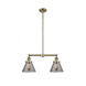 Franklin Restoration Large Cone LED 21 inch Antique Brass Chandelier Ceiling Light in Plated Smoke Glass, Franklin Restoration