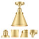 Franklin Restoration Appalachian LED 8 inch Satin Gold Semi-Flush Mount Ceiling Light, Franklin Restoration