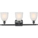 Ballston Brookfield 3 Light 26 inch Matte Black Bath Vanity Light Wall Light in White Glass, Ballston