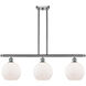 Ballston Athens 3 Light 36 inch Brushed Satin Nickel Island Light Ceiling Light in Matte White Glass, Ballston