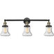 Franklin Restoration Bellmont LED 30 inch Black Antique Brass Bath Vanity Light Wall Light in Seedy Glass, Franklin Restoration