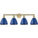 Plymouth Dome 4 Light 34.5 inch Brushed Brass Bath Vanity Light Wall Light in Blue