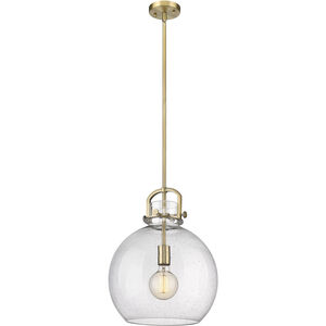 Newton Sphere 1 Light 14 inch Brushed Brass Pendant Ceiling Light in Seedy Glass