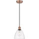 Edison Dome LED 7.5 inch Antique Copper Mini Pendant Ceiling Light in Clear Glass