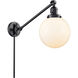 Large Beacon 21 inch 3.50 watt Matte Black Swing Arm Wall Light, Franklin Restoration