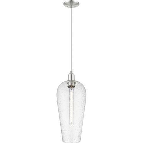 Chelsea 1 Light 8 inch Brushed Satin Nickel Mini Pendant Ceiling Light in Seedy Deco Swirl Glass