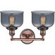 Franklin Restoration Large Bell 2 Light 19 inch Antique Copper Bath Vanity Light Wall Light in Plated Smoke Glass