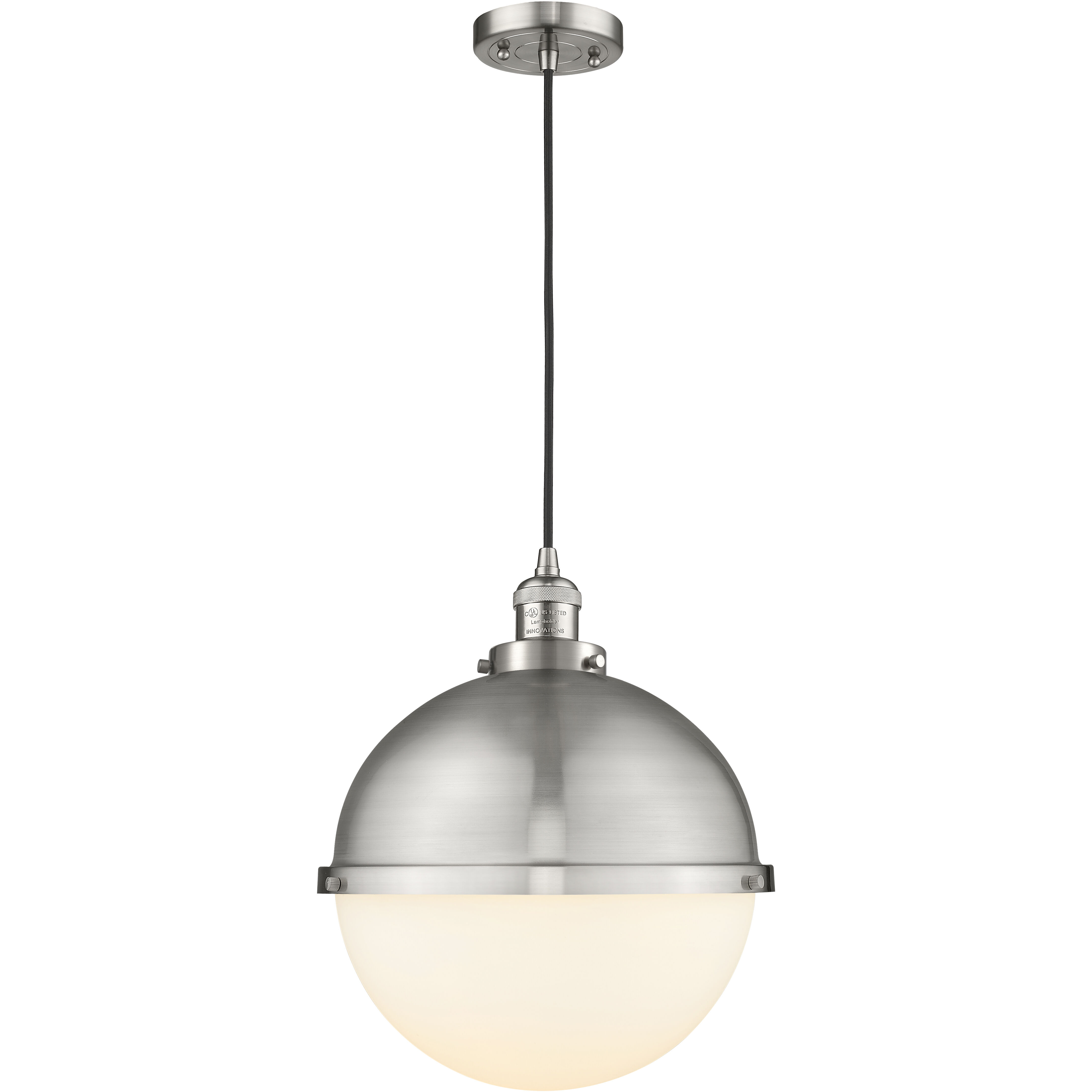 Franklin Restoration Hampden 1 Light 12.88 inch Brushed Satin Nickel Pendant Ceiling Light in Matte White Glass