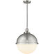 Franklin Restoration Hampden 1 Light 12.88 inch Brushed Satin Nickel Pendant Ceiling Light in Matte White Glass