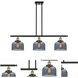 Ballston Large Bell 3 Light 36 inch Black Antique Brass Island Light Ceiling Light in Light Smoke Glass
