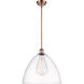 Ballston Dome 1 Light 16 inch Antique Copper Pendant Ceiling Light in Clear Glass