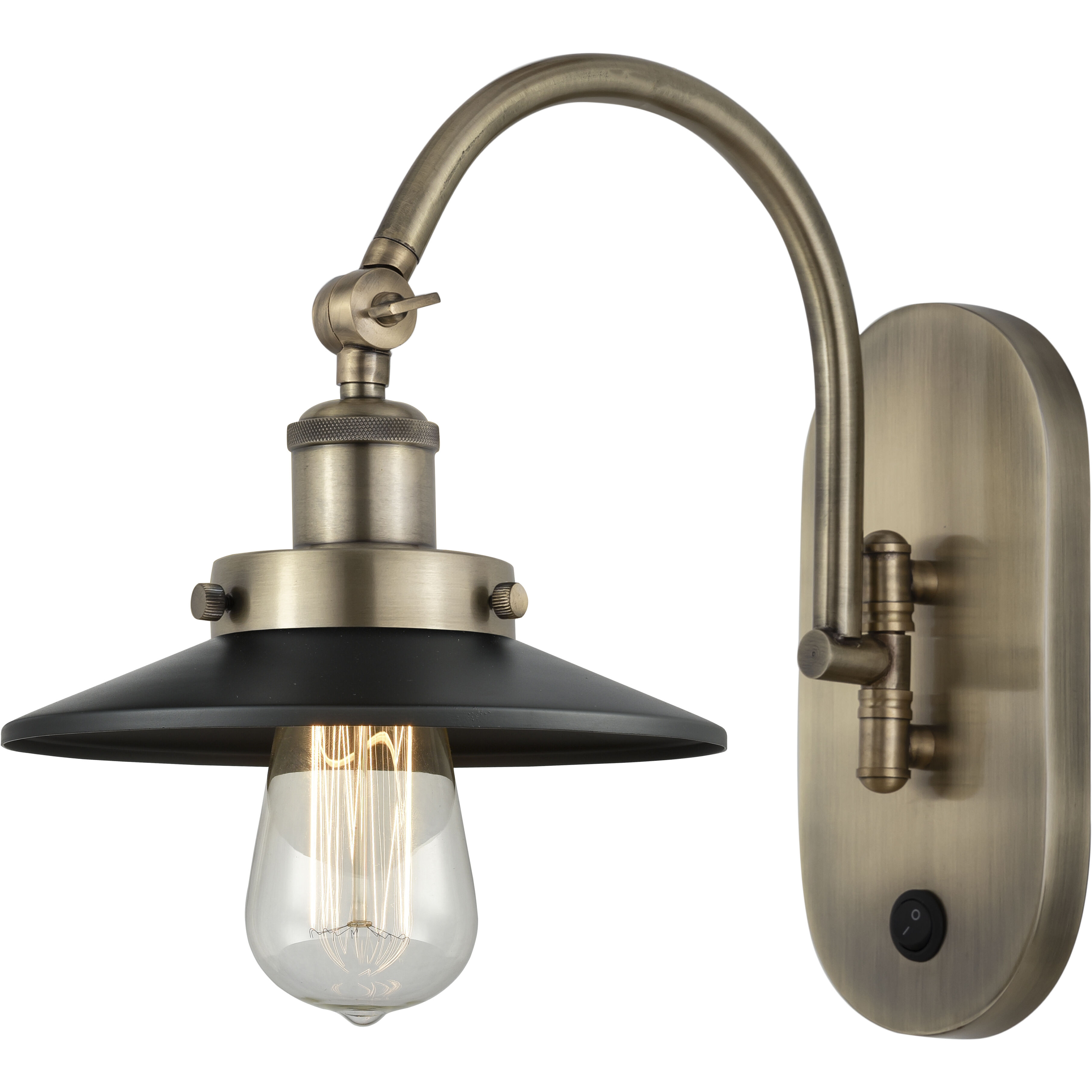 Franklin Restoration Railroad LED 8 inch Black Antique Brass Sconce Wall Light