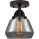 Nouveau 2 Fulton 1 Light 7 inch Matte Black Semi-Flush Mount Ceiling Light in Plated Smoke Glass