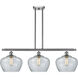 Ballston Large Fenton 3 Light 38 inch Brushed Satin Nickel Island Light Ceiling Light in Clear Glass, Ballston